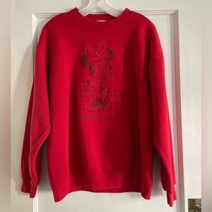 Vintage Walt Disney World Minnie Mouse Sweatshirt Adult L 80/90s Red*